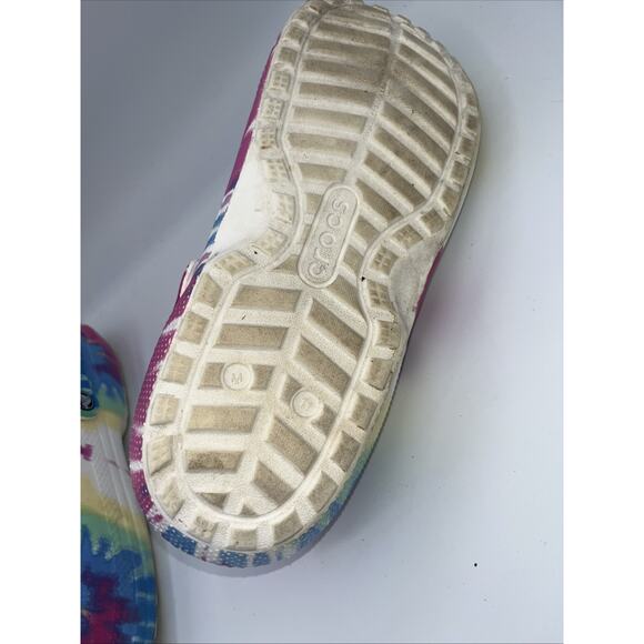 Crocs Unisex Multicolor Tie Dye Classic Fur Lined Clog Men Sz 11 Womens Sz 13 - Picture 5 of 10